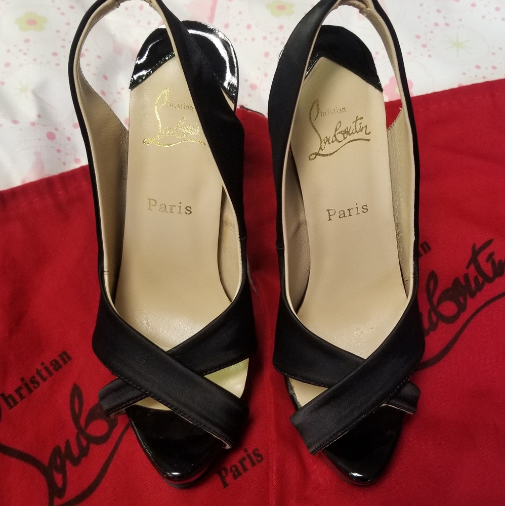 Christian Louboutin black open toe 6" heels sz 38